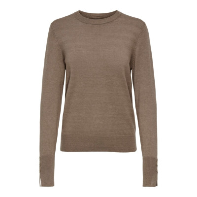 JDYMALOU L/S O-NECK BUTTON PUL