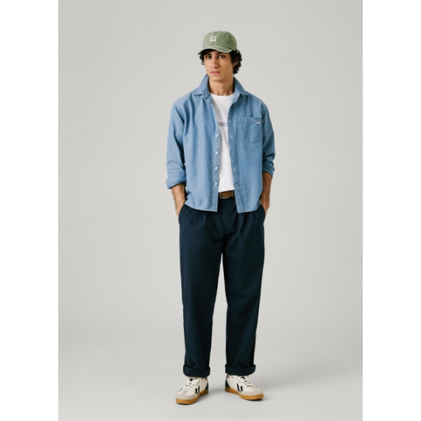 RELAXED PLEATED POPLIN PANT