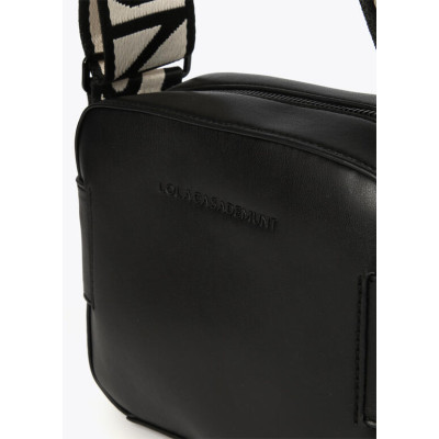 Bandolera estilo camera bag de efecto piel y con asas logotipadas